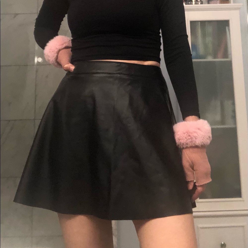 Faux leather skater skirt